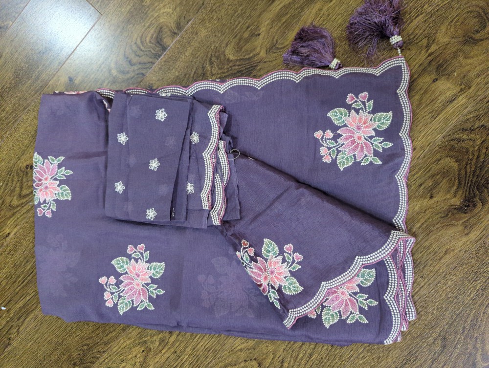Chiffon embroidery sari 
