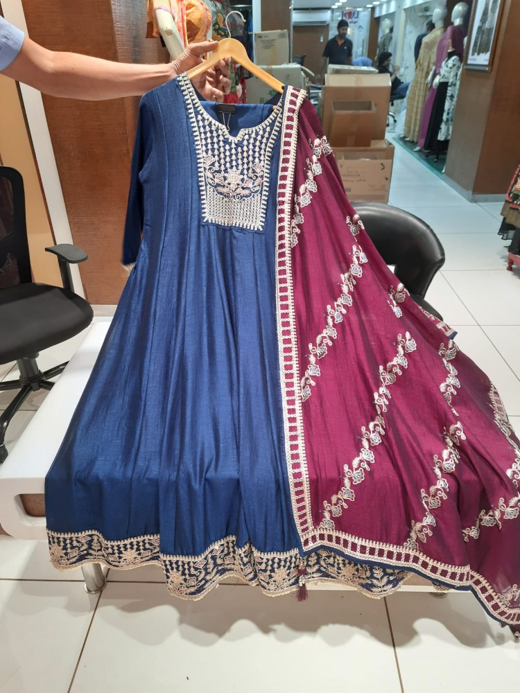 Anarkali with pants and dupatta 