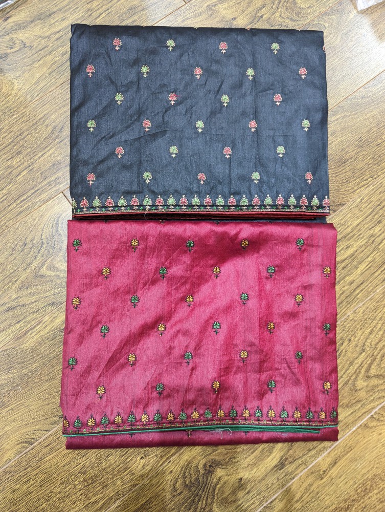   Tusshar silk embroidery sari