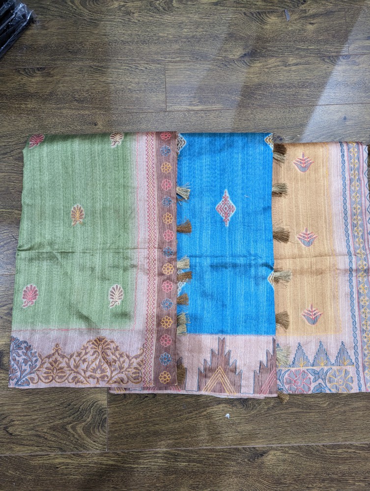   Tusshar silk embroidery sari
