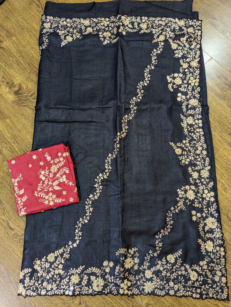 Tussar silk pita work sari