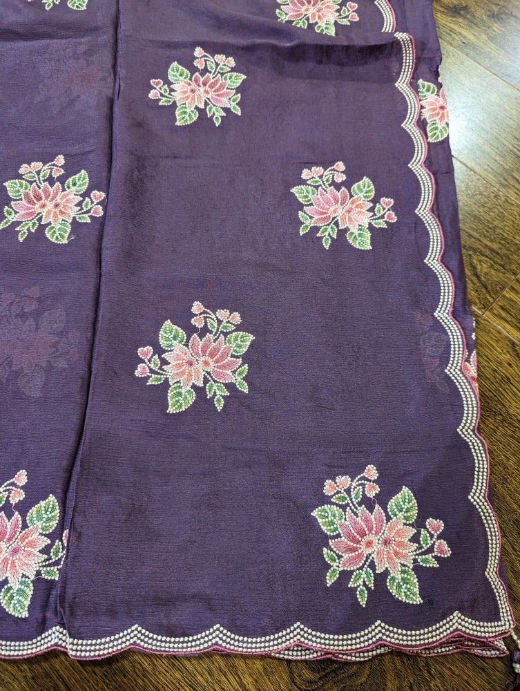 Chiffon embroidery sari 