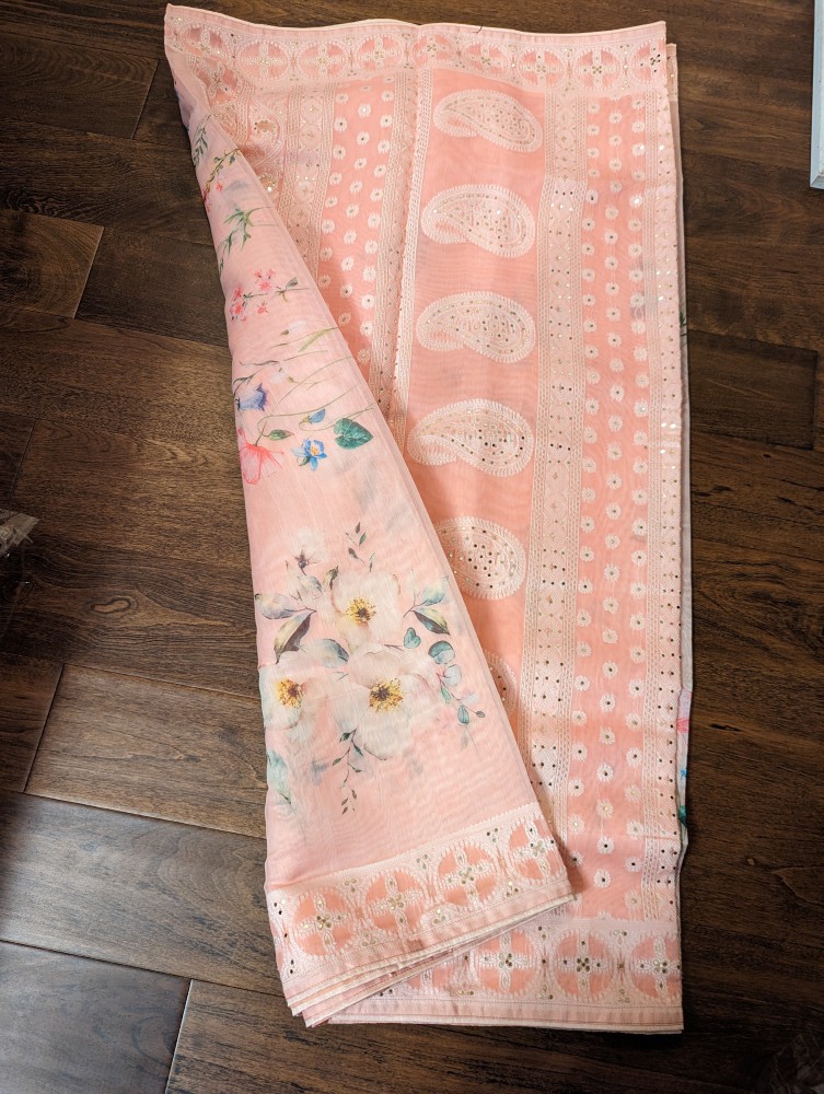 Linen print sari